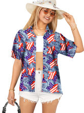 Load image into Gallery viewer, HAPPY BAY Women's Hawaiian Shirt Stars And Stripes P00560