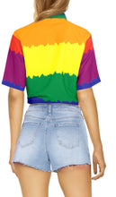 Cargar imagen en el visor de la galería, LA LEELA Women's Casual Beach Hawaiian Shirt Rainbow P00601