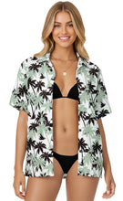 Load image into Gallery viewer, Gray Tropical Palm Tree Printed Hawaiian Shirts For Women  P00636