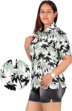 Load image into Gallery viewer, Gray Tropical Palm Tree Printed Hawaiian Shirts For Women  P00636