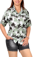 Load image into Gallery viewer, Gray Tropical Palm Tree Printed Hawaiian Shirts For Women  P00636