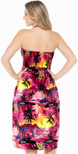 Load image into Gallery viewer, LA LEELA Women's Tube Dress Boho Midi Top One Size Pink Palm Tree P00667