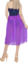 Cargar imagen en el visor de la galería, LA LEELA Women's Summer Boho Beach Halter Smocked Mini Swing Dress Tube Top Strapless Dresses for Women One Size Berry, Slit Plain P00686