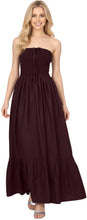 Load image into Gallery viewer, LA LEELA Long Maxi Solid Color Tube Dress For Women Everyday Wine Casual P00736
