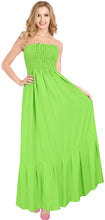 Cargar imagen en el visor de la galería, LA LEELA Evening Beach Swimwear Rayon Solid Swimsuit  Tube Dress Midi Parrot Green P00742
