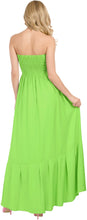 Cargar imagen en el visor de la galería, LA LEELA Evening Beach Swimwear Rayon Solid Swimsuit  Tube Dress Midi Parrot Green P00742
