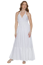 Cargar imagen en el visor de la galería, HAPPY BAY Women's Beach Summer A line Maxi Gown Smocked Top Frill Dress Long Sleeveless White P00753
