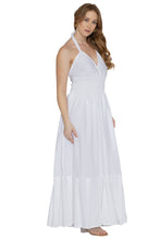 Cargar imagen en el visor de la galería, HAPPY BAY Women's Beach Summer A line Maxi Gown Smocked Top Frill Dress Long Sleeveless White P00753