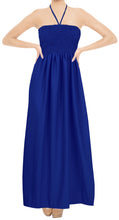 Load image into Gallery viewer, LA LEELA Women's Tube Dress Maxi Solid Smock Sapphire Solid P00755