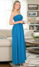 Load image into Gallery viewer, LA LEELA Long Maxi Solid Color Tube Dress For Women Everyday Blue Casual P00757
