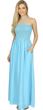 Cargar imagen en el visor de la galería, LA LEELA Rayon Solid Tube Dress Party Top Evening Womens Light Blue P00758