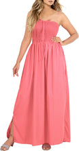Load image into Gallery viewer, LA LEELA Women's Tube Dress Maxi Solid Smock Punch Plain P00760