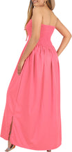 Load image into Gallery viewer, LA LEELA Women's Tube Dress Maxi Solid Smock Punch Plain P00760