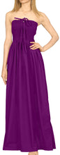 Load image into Gallery viewer, LA LEELA Women's Tube Dress Maxi Solid Smock One Size Violet Solid P00763