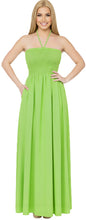Load image into Gallery viewer, LA LEELA Women's Tube Dress Maxi Solid Smock One Size Lime Solid P00766