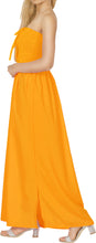 Load image into Gallery viewer, LA LEELA Long Maxi Solid Color Tube Dress For Women Everyday Orange Casual P00768
