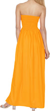 Load image into Gallery viewer, LA LEELA Long Maxi Solid Color Tube Dress For Women Everyday Orange Casual P00768