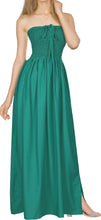 Load image into Gallery viewer, LA LEELA Women's Tube Dress Maxi Solid Smock Cyan Solid P00771