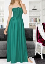 Load image into Gallery viewer, LA LEELA Women's Tube Dress Maxi Solid Smock Cyan Solid P00771