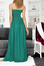 Load image into Gallery viewer, LA LEELA Women's Tube Dress Maxi Solid Smock Cyan Solid P00771