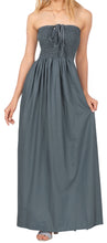 Load image into Gallery viewer, LA LEELA Long Maxi Solid Color Tube Dress For Women Everyday Grey Casual P00772