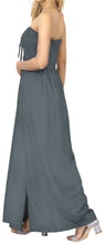 Load image into Gallery viewer, LA LEELA Long Maxi Solid Color Tube Dress For Women Everyday Grey Casual P00772
