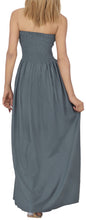 Load image into Gallery viewer, LA LEELA Long Maxi Solid Color Tube Dress For Women Everyday Grey Casual P00772