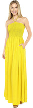 Load image into Gallery viewer, LA LEELA Women's Tube Dress Maxi Solid Smock One Size Yellow Solid P00773