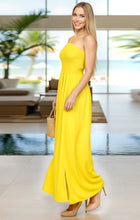 Load image into Gallery viewer, LA LEELA Women's Tube Dress Maxi Solid Smock One Size Yellow Solid P00773