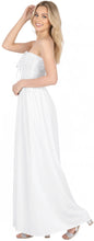 Load image into Gallery viewer, LA LEELA Long Maxi Solid Color Tube Dress For Women Everyday White Casual P00775