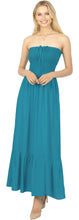 Load image into Gallery viewer, LA LEELA Beach Swimwear Rayon Solid Womens Party Top Skirt Tube Dress Teal Blue P00777