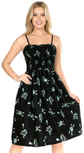 Load image into Gallery viewer, LA LEELA Women's Halloween Pirates Evening Party Caribbean Pirate Knee Length Dress Flowy Elastic Tube Top for Women One Size Crossbones Scary Black P00799