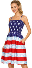 Load image into Gallery viewer, LA LEELA American Flag Print Tube Dress For Women Beachwear Female P00809