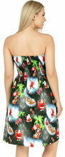 Load image into Gallery viewer, LA LEELA Women's Casual Beach A line Slit Mini Dress Tube Top Evening Short Strapless Tacky Christmas Tree Dresses for Women L-XL Metal, Reindeer P00820