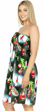 Load image into Gallery viewer, LA LEELA Women's Casual Beach A line Slit Mini Dress Tube Top Evening Short Strapless Tacky Christmas Tree Dresses for Women L-XL Metal, Reindeer P00820