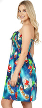 Load image into Gallery viewer, LA LEELA Women's Casual Beach A line Slit Smocked Mini Dress Tube Top Evening Short Strapless Christmas Tree Outfits for Women L-XL Admiral, Santa P00821