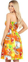 Load image into Gallery viewer, LA LEELA Women's Casual Beach A line Slit Smocked Mini Dress Tube Top Evening Short Strapless Tacky Christmas Dresses for Women L-XL Squash, Palm P00822
