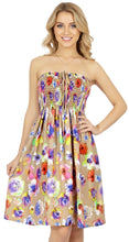 Load image into Gallery viewer, LA LEELA Women's Tube Dress Mini Backless Top One Size Beige Floral P00826