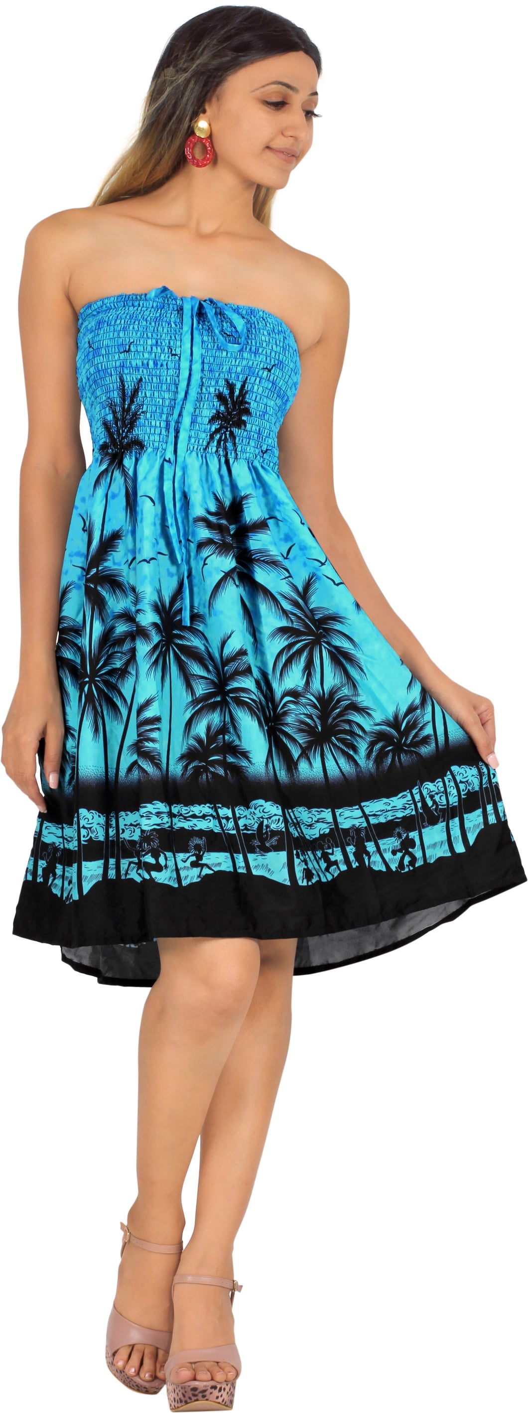 Women's Tubedress short Blue Admiral, Palm Tree P00827