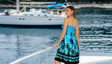 Cargar imagen en el visor de la galería, Women's Tubedress short Blue Admiral, Palm Tree P00827