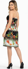 Load image into Gallery viewer, LA LEELA Women's Casual Beach A line Slit Smocked Mini Dress Ruched Tube Top Evening Short Strapless Christmas Tree Dresses for Women L-XL Jet, Floral P00828
