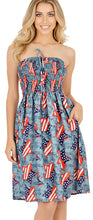 Load image into Gallery viewer, LA LEELA American Flag Print Tube Dress For Women Beachwear Female P00854