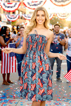 Load image into Gallery viewer, LA LEELA American Flag Print Tube Dress For Women Beachwear Female P00854
