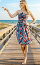 Load image into Gallery viewer, LA LEELA American Flag Print Tube Dress For Women Beachwear Female P00854