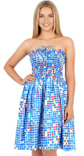Load image into Gallery viewer, LA LEELA Women's Summer Boho Beach Smocked Mini Swing Dress Tube Top Strapless Dresses for Women One Size Arctic, Checks P00861