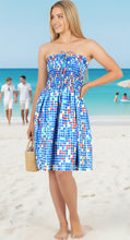 Load image into Gallery viewer, LA LEELA Women's Summer Boho Beach Smocked Mini Swing Dress Tube Top Strapless Dresses for Women One Size Arctic, Checks P00861