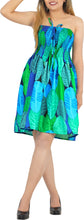 Cargar imagen en el visor de la galería, LA LEELA Women's Short Dress With Fall Blue Leaves Print P00865