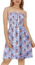 Load image into Gallery viewer, LA LEELA American Flag Print Tube Dress For Women Beachwear Female P00891