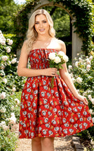 Load image into Gallery viewer, LA LEELA Women's Casual Beach Christmas A line Slit Smocked Mini Dresses Tube Top Evening Short Strapless Santa Dress for Women L-XL Strawberry, Santa P00894