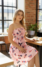 Load image into Gallery viewer, LA LEELA American Flag Print Tube Dress For Women Beachwear Female P00897